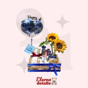 Box Cumpleaños Azul con Girasoles